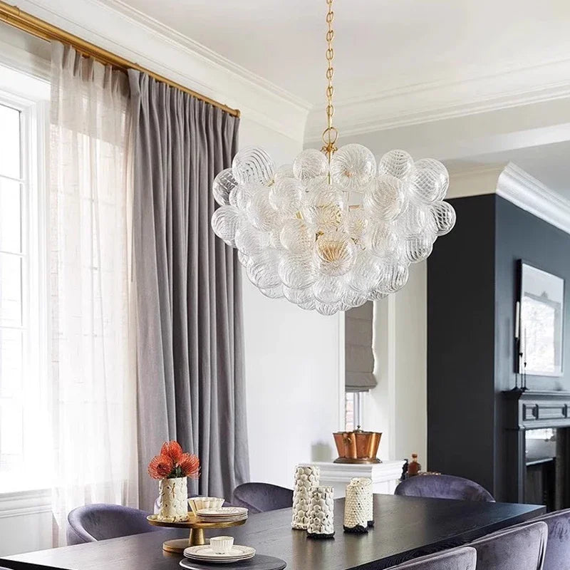 Afralia™ LED Bubble Glass Chandelier, Dimmable Hanging Lamp for Living Room