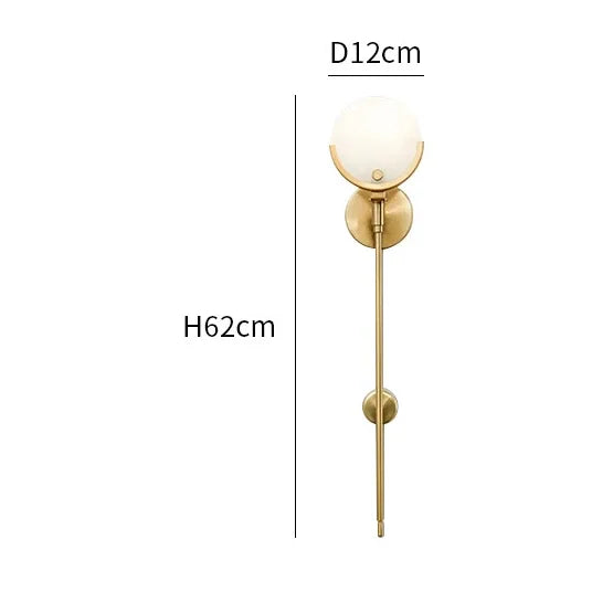 Afralia™ Gold Marble Copper Wall Lamp Modern Minimalist Bedside LED Light