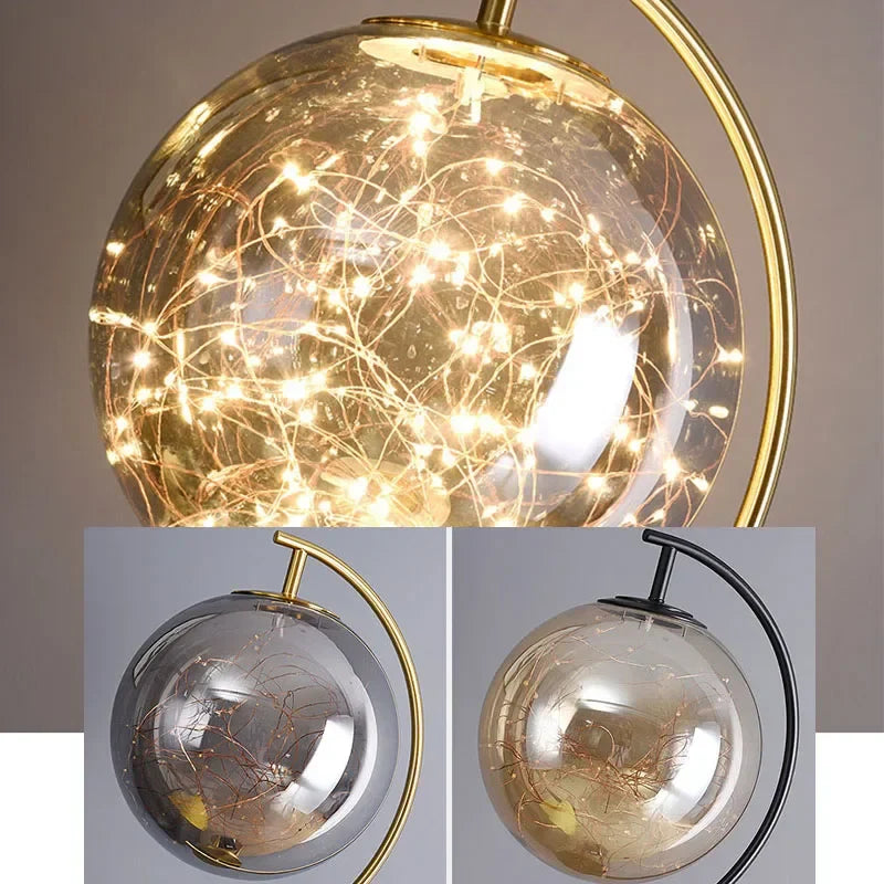Afralia™ Sky Star LED Floor Light: Glass Gold Black Bedroom Hotel Decor Lighting