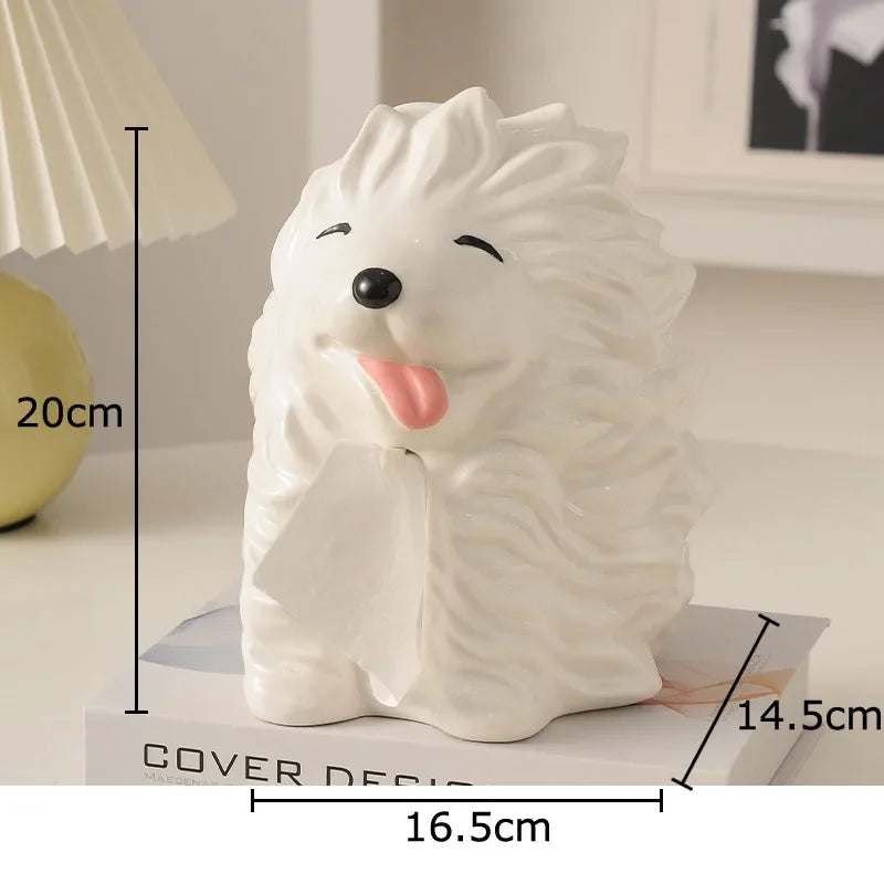 Afralia™ Cartoon Puppy Tissue Box: Cute Animals Ceramic Desk Decoration & Paper Towel Case