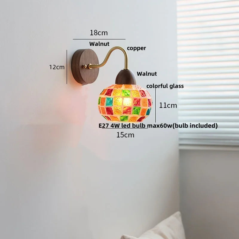 Afralia™ Tiffany Style Glass LED Wall Light with Colorful Shell Design