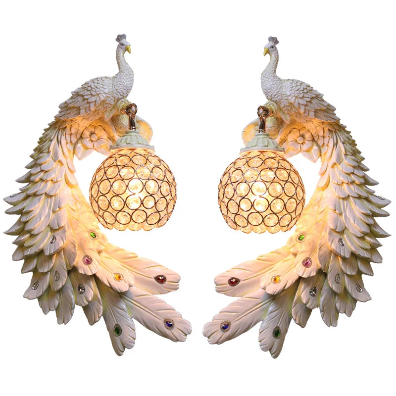 Afralia™ Gold Peacock Crystal Wall Lamp: Elegant Nordic LED Light for Aisle & Walls