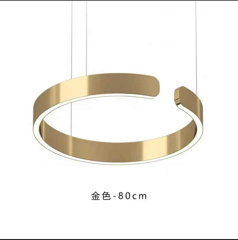 Afralia™ Rose Gold C-Shaped Pendant Light for Luxury Home Dining Room Hall
