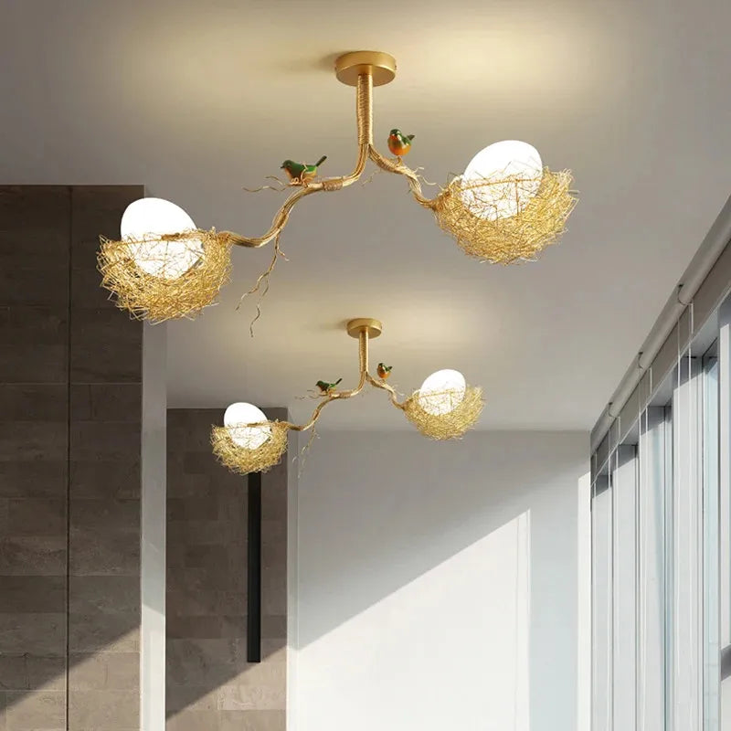 Afralia™ Rustic Luxury Bird Egg Chandelier for Living Room Dining Kitchen Island