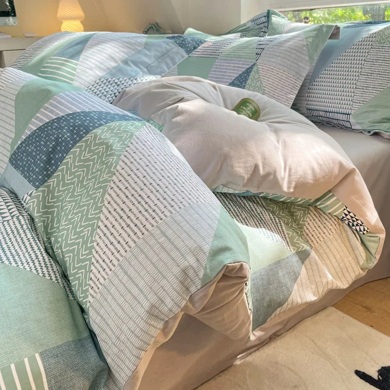 Afralia™ Fashion Flower Print Cotton Duvet Cover Set for All Seasons