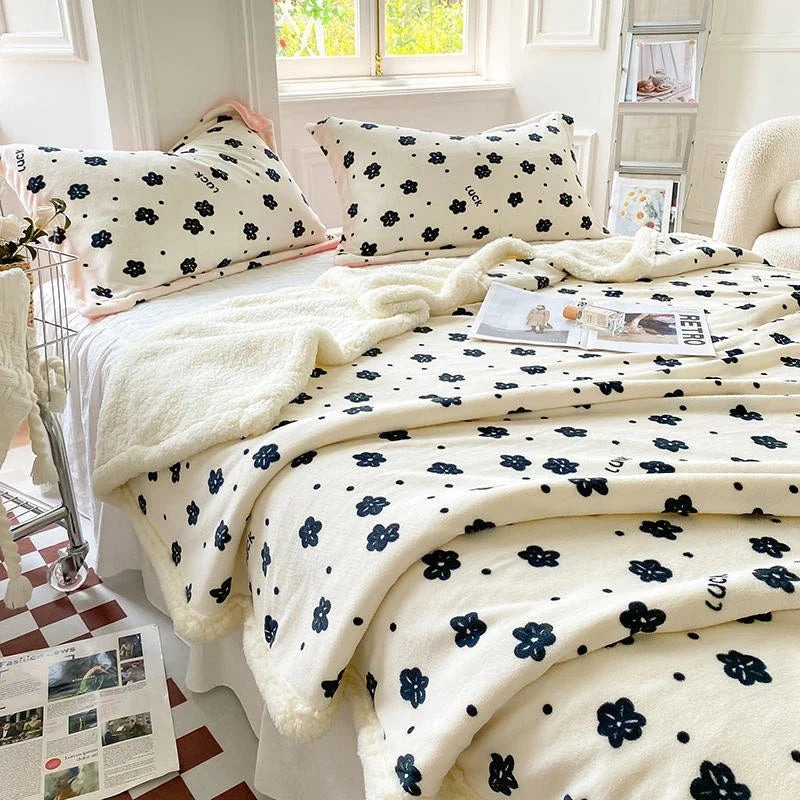 Afralia™ Cartoon Print Cozy Blanket - Milk Velvet & Cashmere - Winter/Spring Duvet Cover