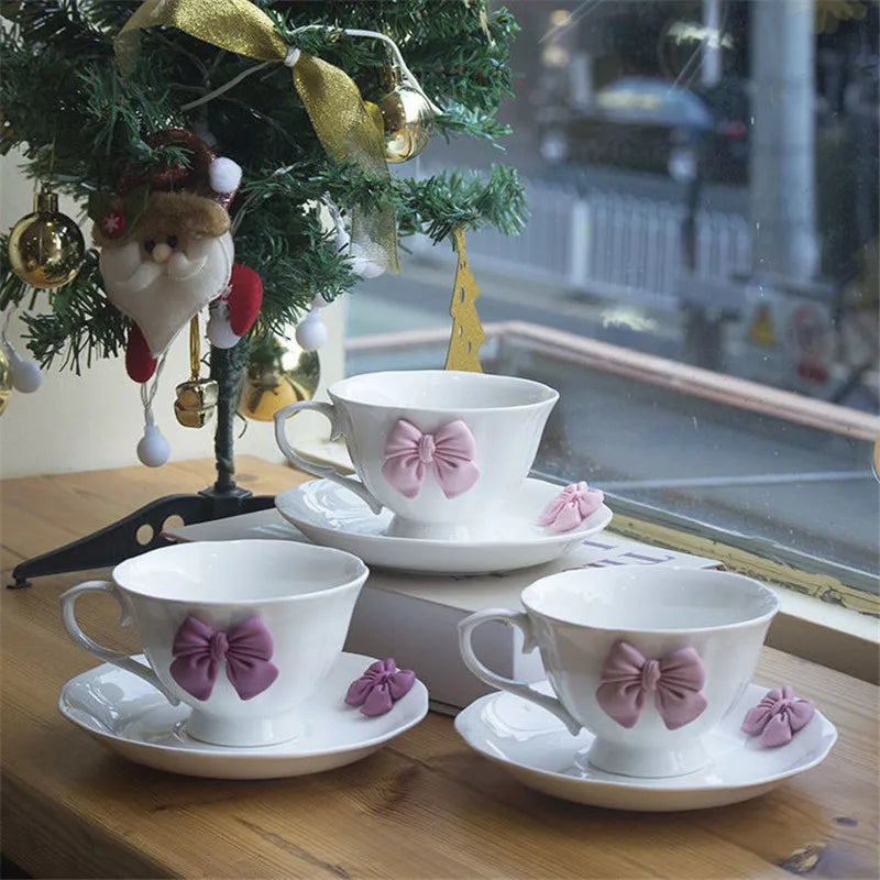 Afralia™ Pink Porcelain Tea Set: High Grade Ceramic Coffee Cup and Saucer, Creative Mug