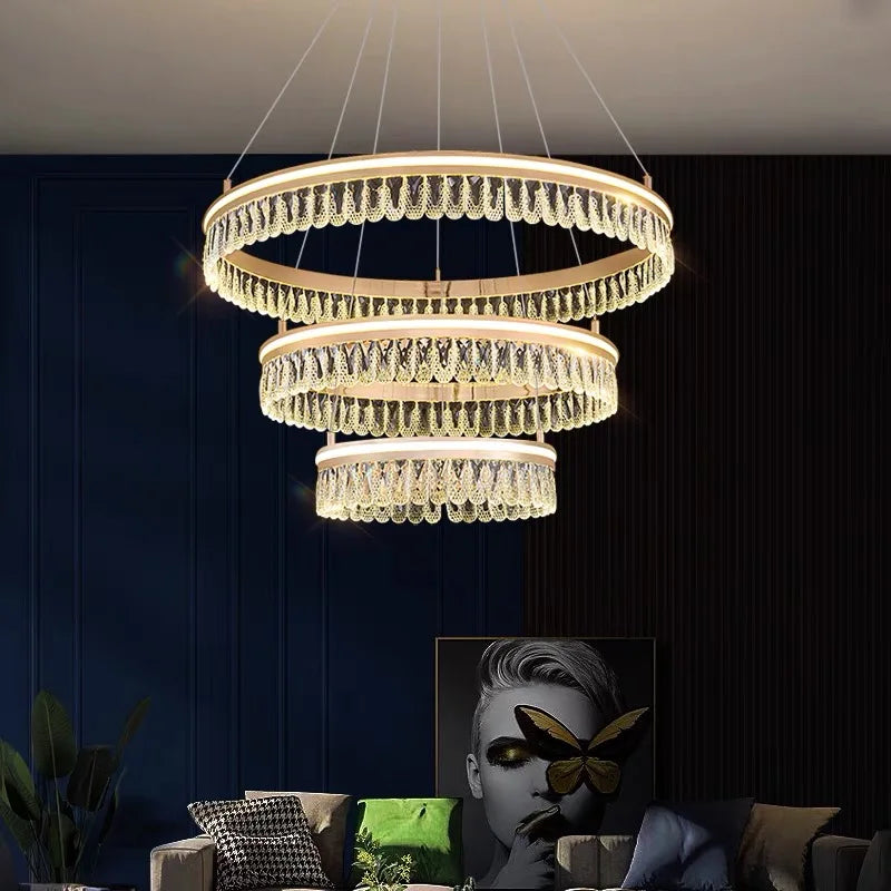 Afralia™ Crystal Chandelier Luxury LED Lighting for Living Dining Kitchen Bedroom