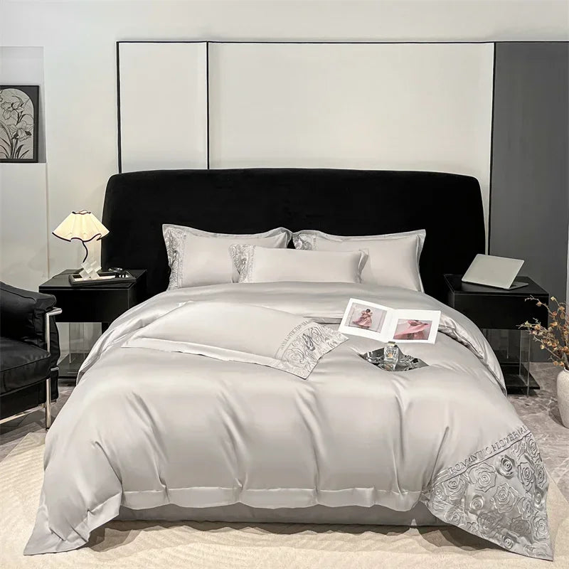 Afralia™ Lyocell Cotton Bed Linens Set Queen King Size