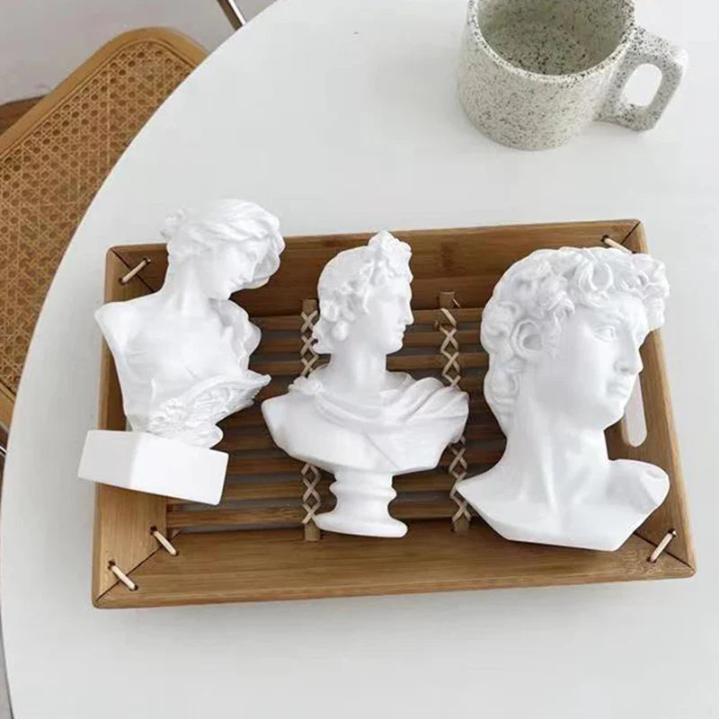 Afralia™ David Statue Head Sculpture Mini Gypsum Resin Art Craft Home Decor