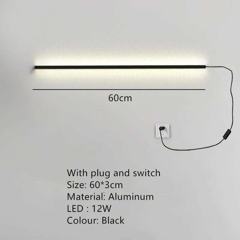 Afralia™ Modern Dimmable Long Wall Lamp for Bedroom and Living Room