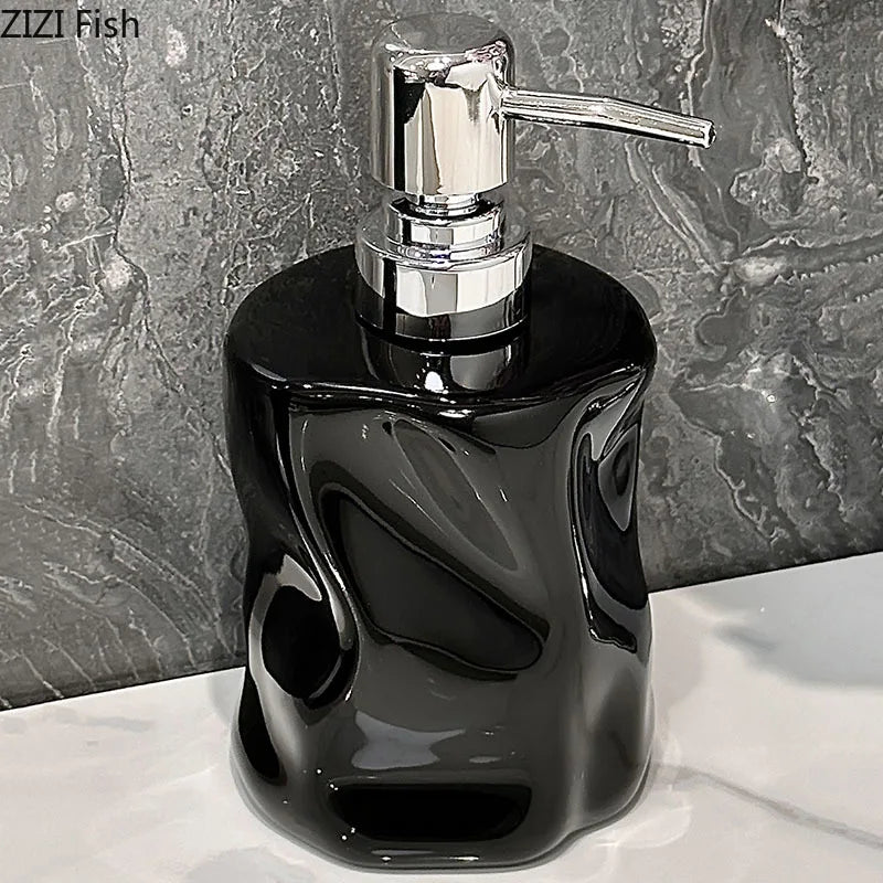 Afralia Wrinkle Ceramic Soap Dispenser Pump Bathroom Lotion Bottle Accessories