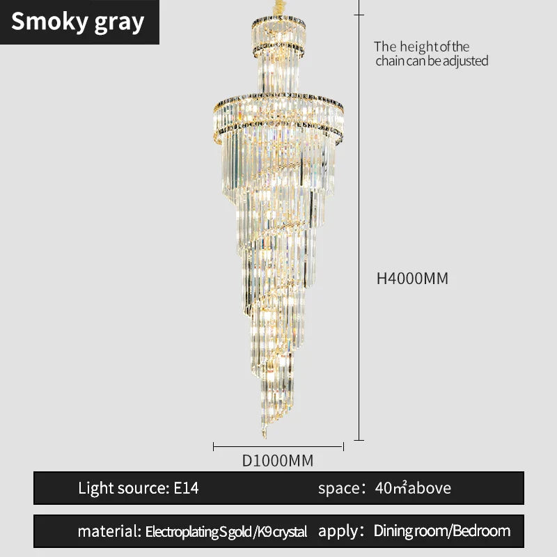 Afralia™ Crystal Spiral Chandelier Duplex for Modern Spaces