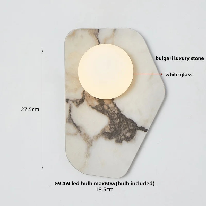 Afralia™ Marble LED Wall Sconce White Glass Modern Wall Light