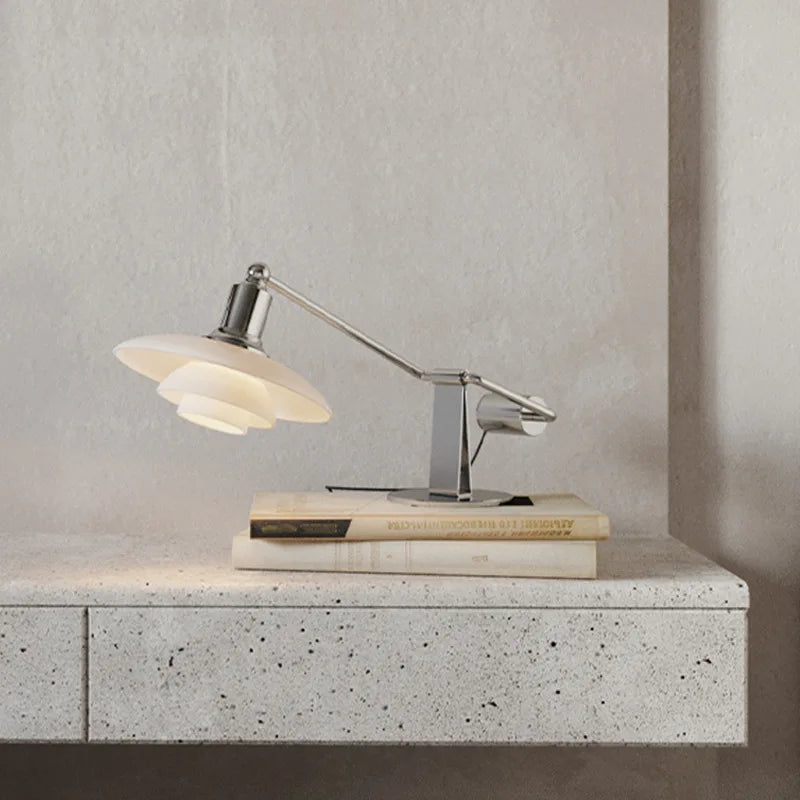 Afralia™ Vintage Glass Table Lamp for Bedroom or Desk, Adjustable Light