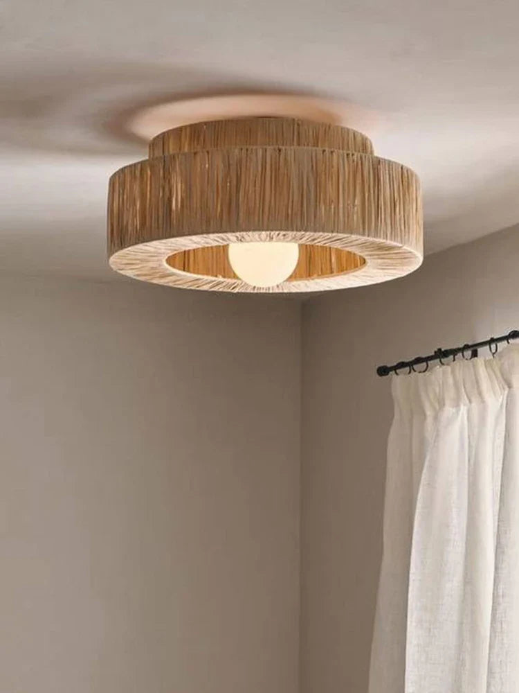 Afralia™ Straw Chandelier: Japanese Style Pendant Light for Bedroom, Living Room, Study, and More