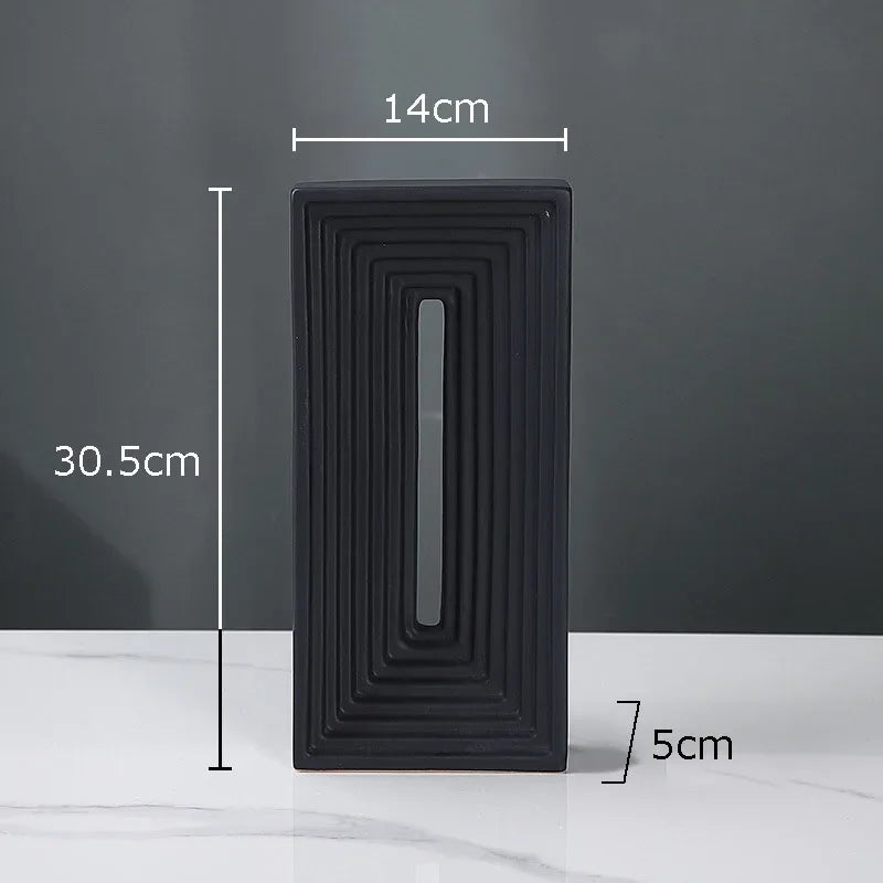 Ceramic Geometric Sculpture. Abstract Desk Decor. Afralia™ Square Arch Statue.