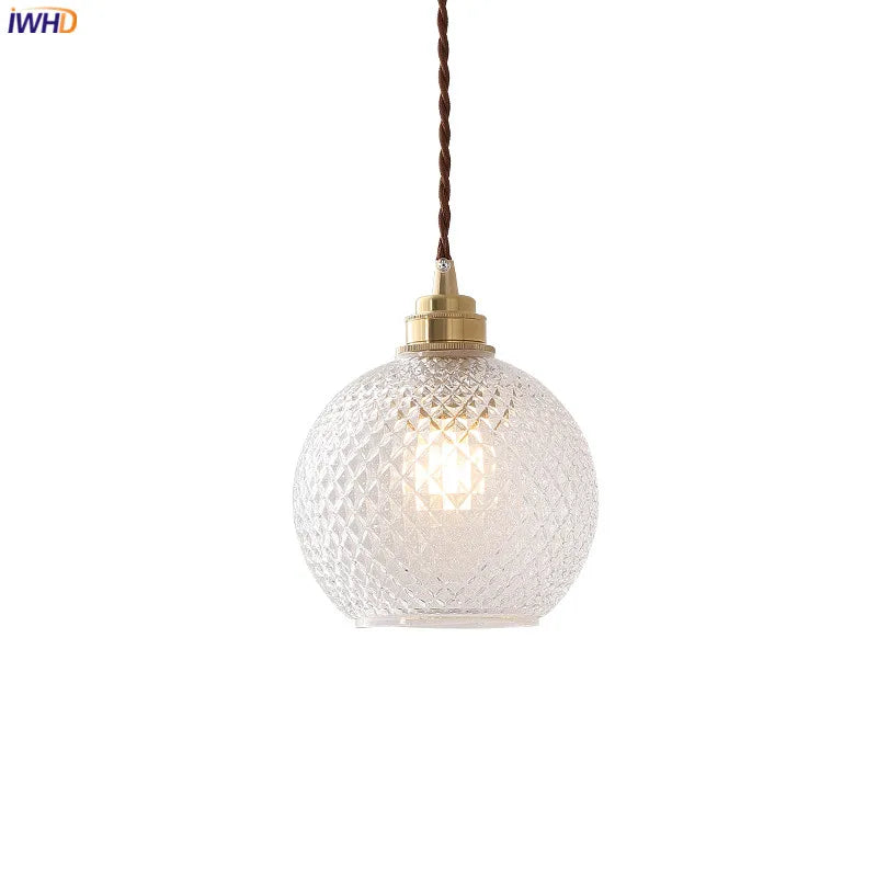 Afralia™ Glass Ball LED Pendant Light: Nordic Modern Copper Socket Hanging Lamp for Home Indoor Lighting.