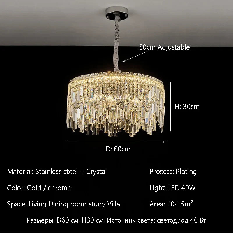 Afralia™ Golden Starry Sky Crystal Chandelier LED Pendant Light - Luxe Indoor Lighting