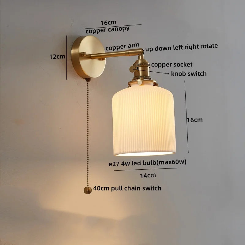 Afralia™ Nordic LED Wall Sconce Pull Chain Switch | Modern Bedroom Living Room Stair Light Fixtures