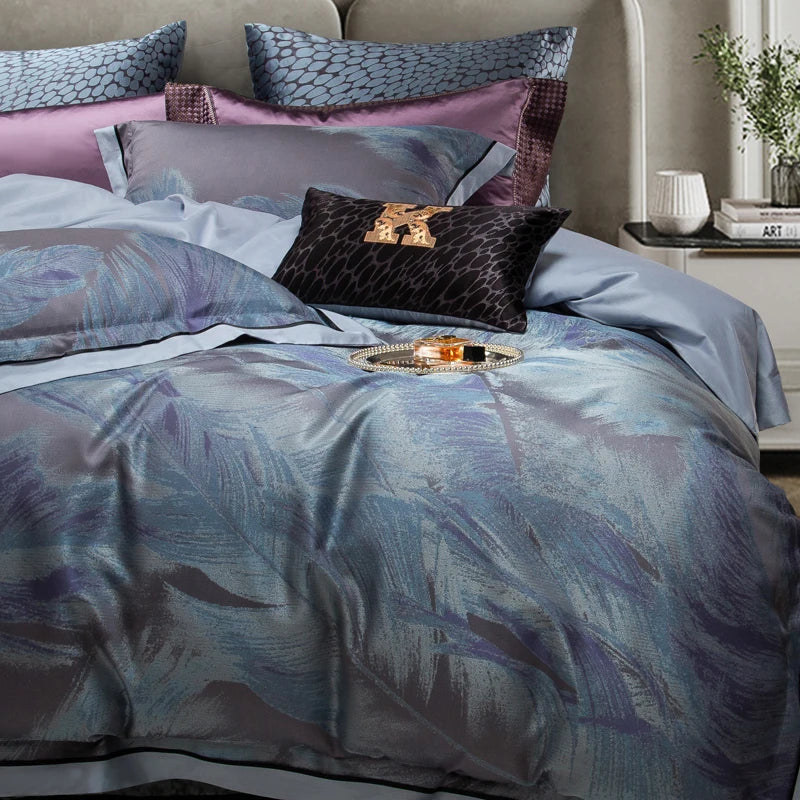 Afralia™ 1500TC Jacquard Egyptian Cotton Bedding Set: Queen King Linens, Duvet Cover, Sheets