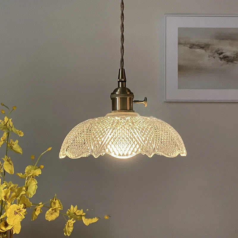 Afralia™ Clear Glass LED Pendant Bar Kitchen Nordic Copper Dining Room Suspension