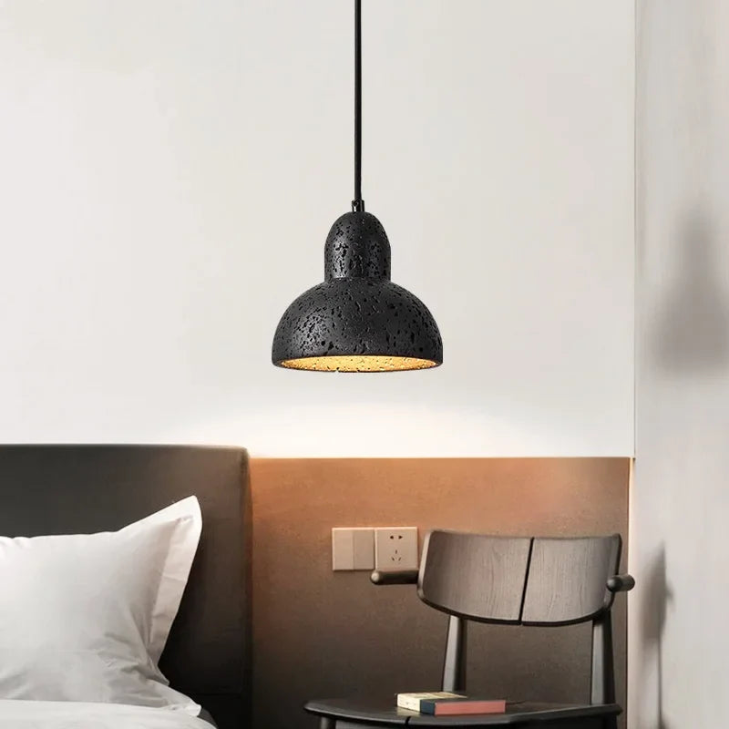 Afralia™ Black Travertine LED Pendant Light - American Vintage Interior Lighting for Living Room