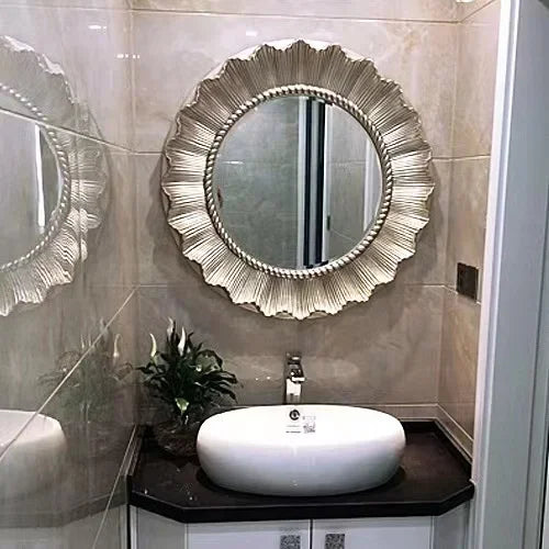 Afralia™ Sunflower Vintage Round Decorative Mirror for Living Room, Bedroom, Bathroom