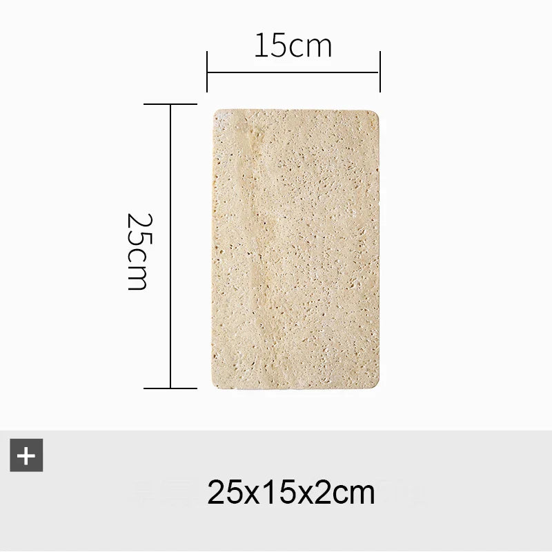 Afralia™ Beige Travertine Marble Plate for Pastry Cheese Dessert Coffee & Bathroom Essentials