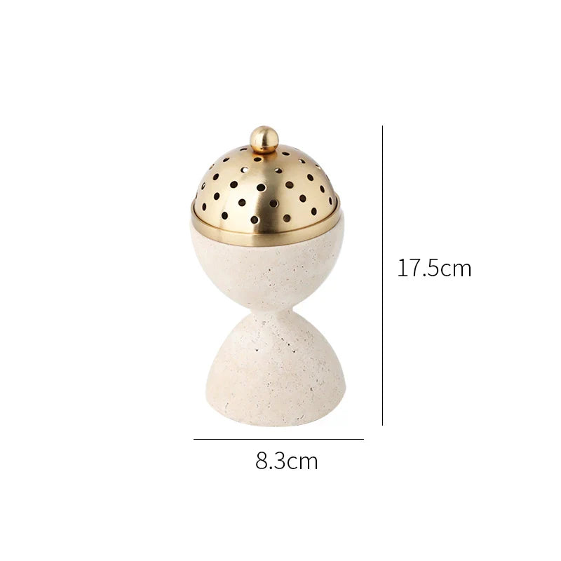 Afralia™ Luxury Travertine Marble Oud Mubkhar Incense Burner