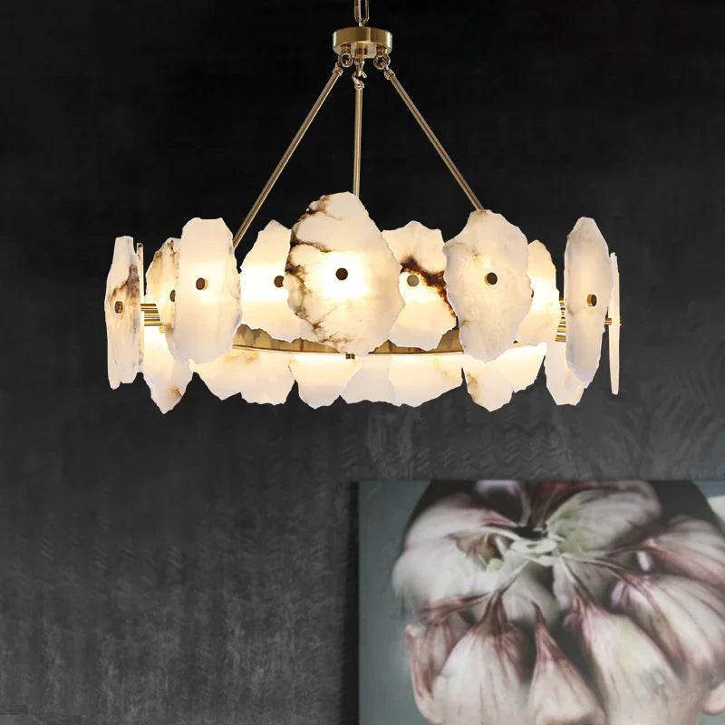 Afralia™ Marble LED Chandeliers: Art Deco Unique Hanging Lamp for Foyer, Dining Room.