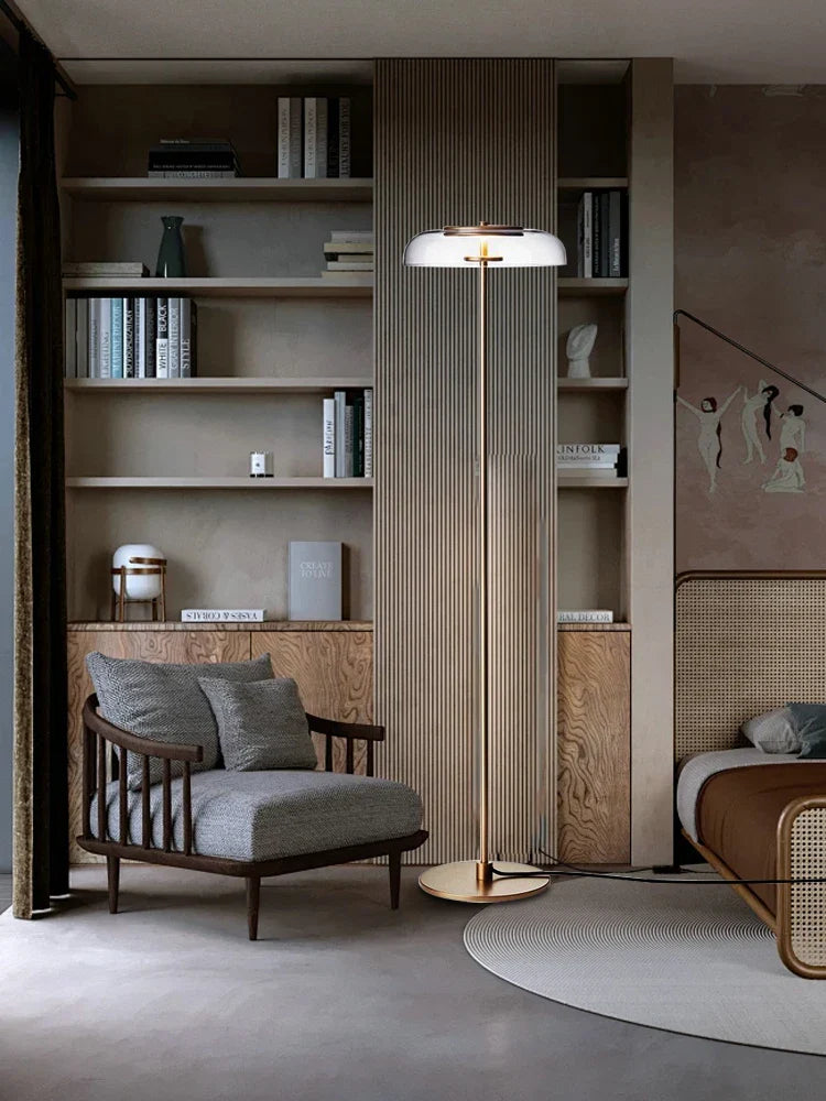 Afralia™ Minimalist Stainless Steel Glass Floor Lamp for Home Decoration