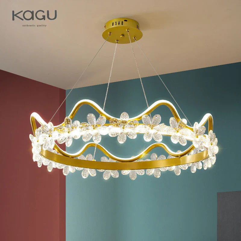 Afralia™ Crystal Flower Ring Chandelier for Modern Living and Bedroom