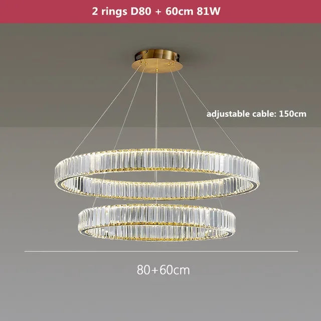 Afralia™ Round Crystal LED Pendant Chandelier for Luxury Dining Room and Bedroom Lighting