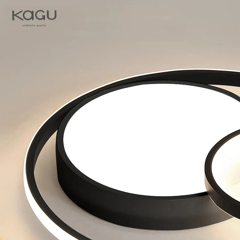 Afralia™ Black Modern LED Ceiling Lights, Dimmable Round Ring Light Fixtures for Living Room