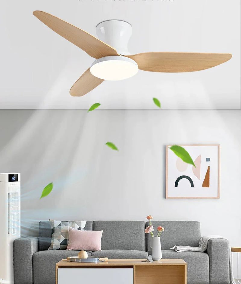 Afralia™ Modern 30W Low Floor Ceiling Fan with Remote Control & Light