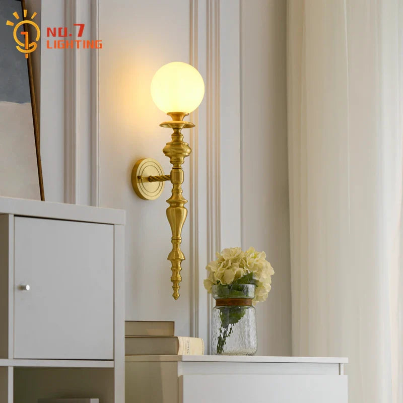 Afralia™ Medieval Copper Wall Lamp LED G9 Gold Lustre Vintage for Bedroom Living Room