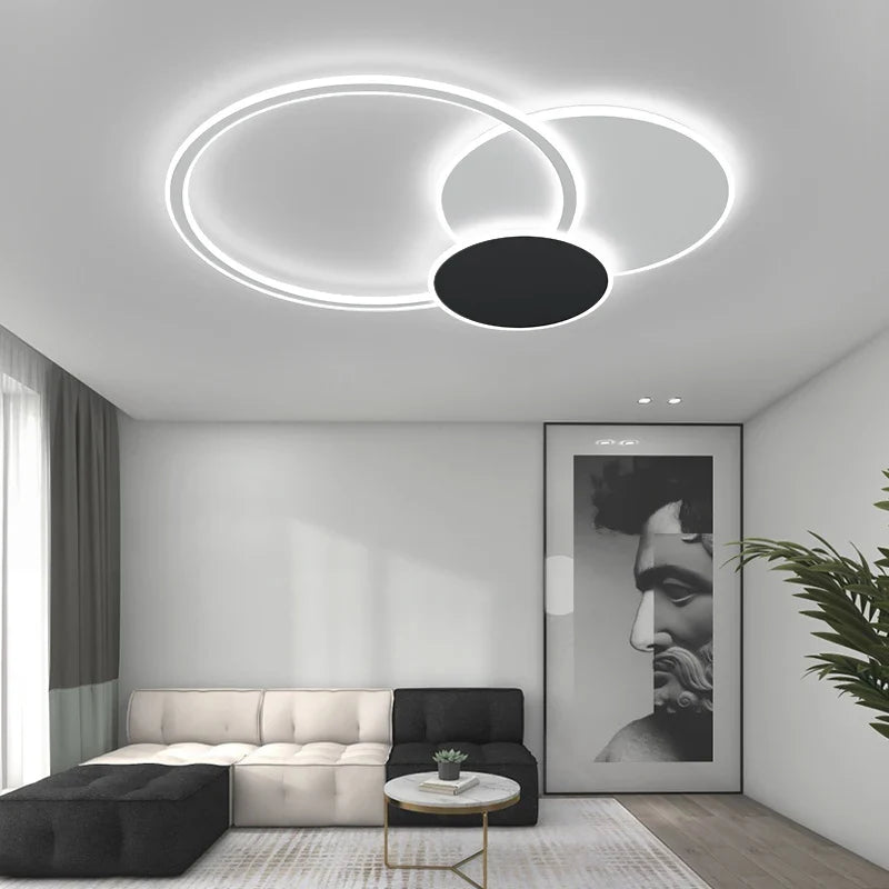 Afralia™ Modern White Ring Ceiling Chandelier for Living Room Hall Bedroom Kitchen Smart Lighting