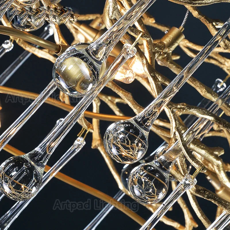 Afralia™ Crystal LED Chandelier: Luxe Gold Lighting Fixture for Living Room & Kitchen