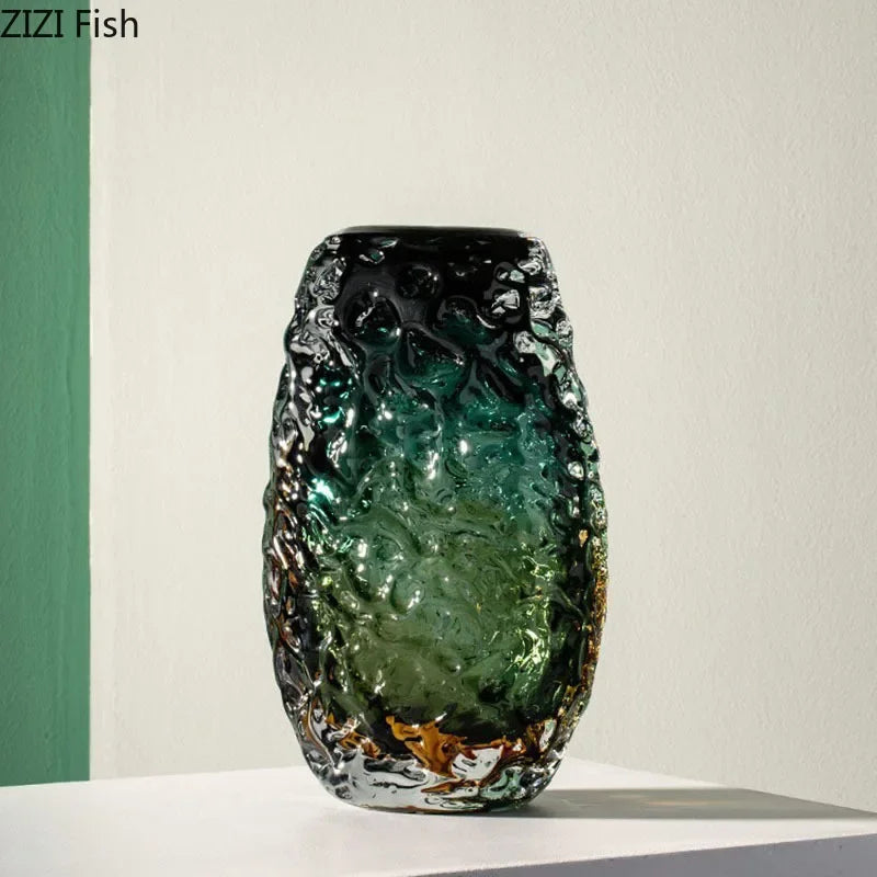 Afralia™ Deep Green Glass Vase: Elegant Hydroponics Floral Table Decoration