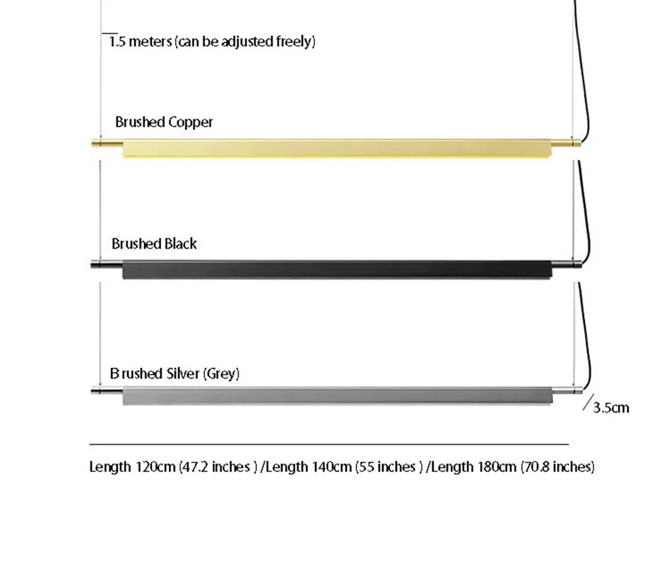 Afralia™ Scandinavian Linear LED Pendant Lamp for Living Room Office Restaurant Dining Table