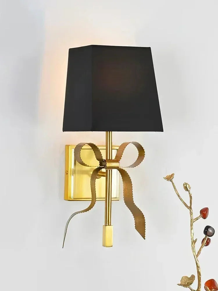 Afralia™ Retro Bow Bronze Ribbon Black/Gold LED Wall Lamp for Modern Interior Decoration