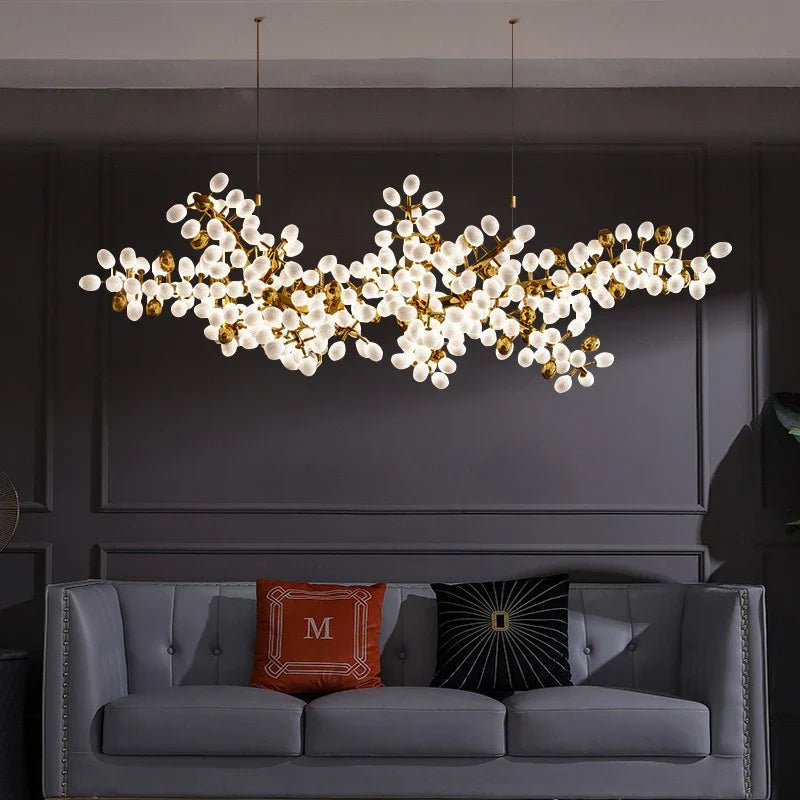 Afralia™ Gold Grape Luxury Glass Pendant Chandeliers for Living Room and Kitchen