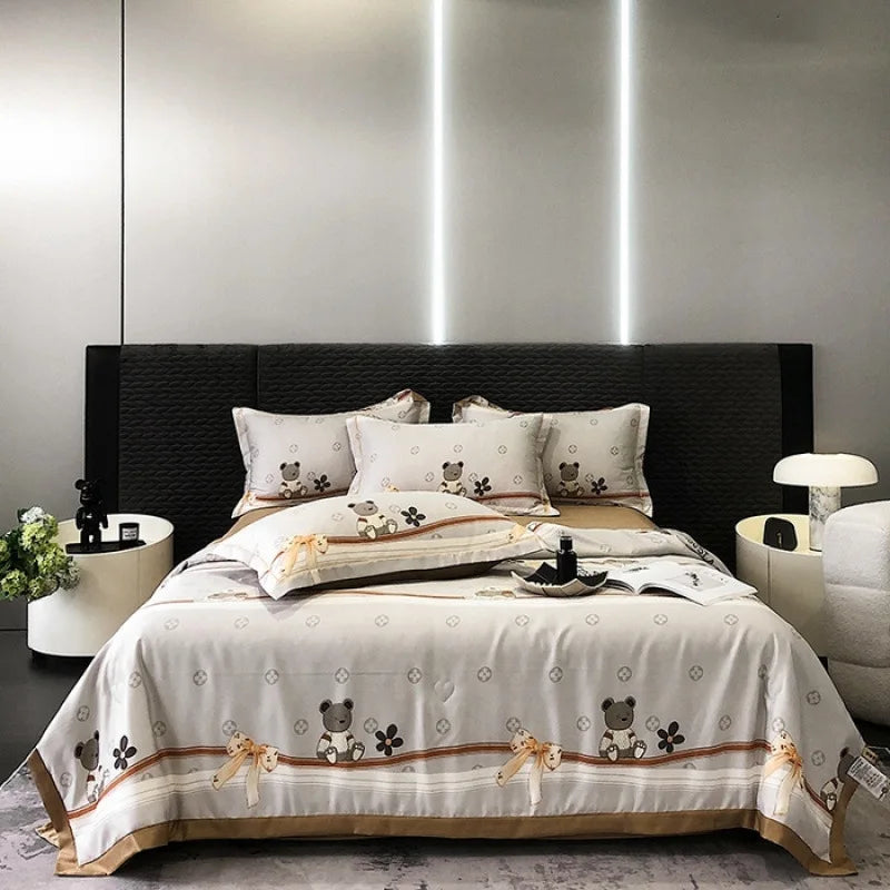 Afralia™ Tie-Dye Floral Satin Blanket Comforter: Super Soft Cooling Quilt for Bedding