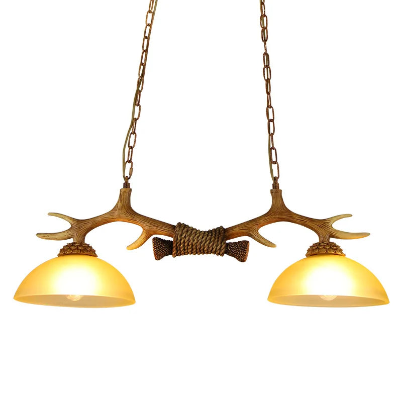 Afralia™ Retro Antlers Chandelier: Resin Restaurant and Cafe LED Lighting Fixture