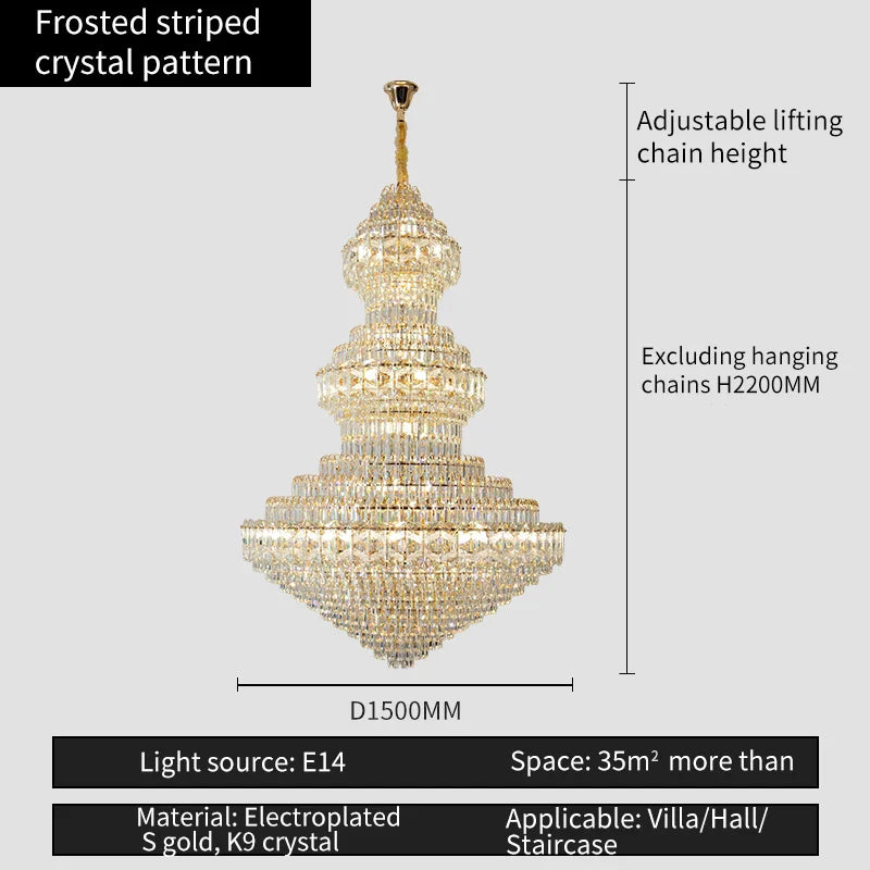 Afralia™ Crystal Chandelier: Luxury High School High-End Living Room Light Fixture