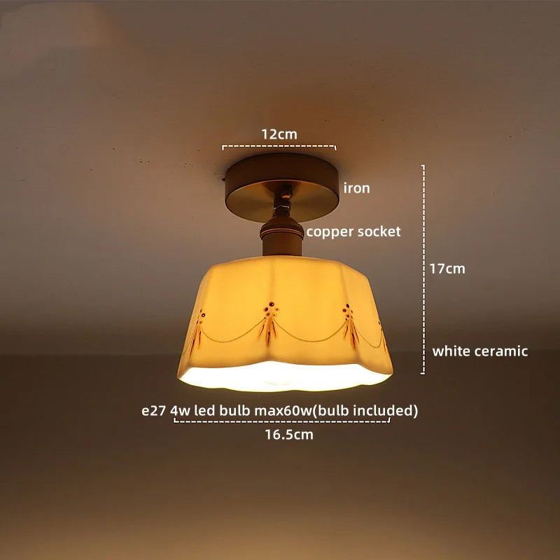 Afralia™ Ceramic Copper LED Ceiling Light for Home Lighting Plafonnier Luminaria