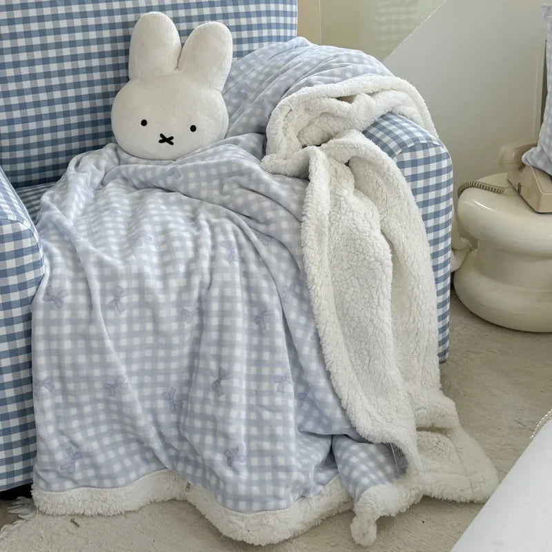 Afralia™ Milk Coral Fleece Cozy Blanket Air Conditioning Shawl Quilt - Warm & Cute Office Sofa Nap Blanket