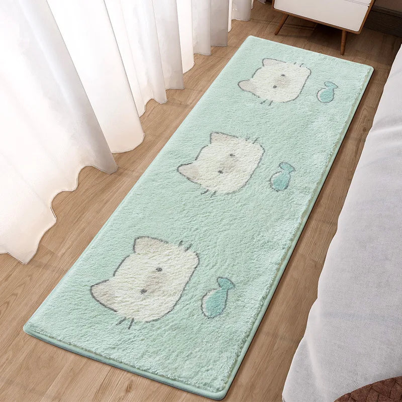 Afralia™ Lovely Rabbit Pink Bedside Rug for Girls Children Bed Room