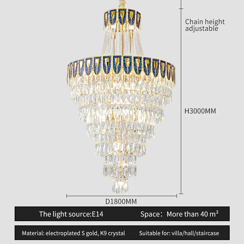 Afralia™ Crystal Chandelier Art Living Room Lighting for Duplex Buildings and High-End Restaurants